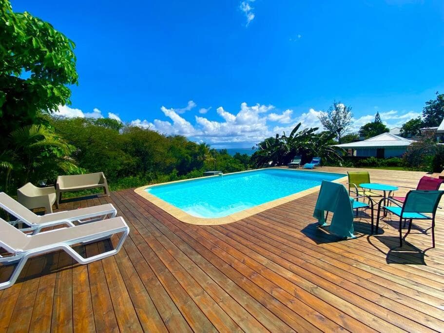 Bungalow Le Bombax - Vue mer-Plage à 5mn - Piscine