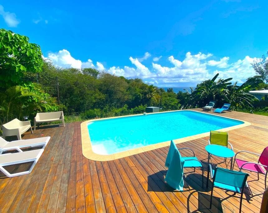 Bungalow Le Bombax - Vue mer-Plage à 5mn - Piscine