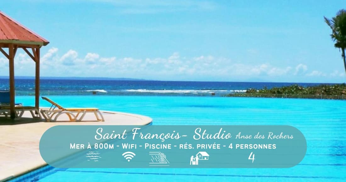 Studio Les Alizés du soir St François Rés Anse des rochers équipé avec citerne d'eau
