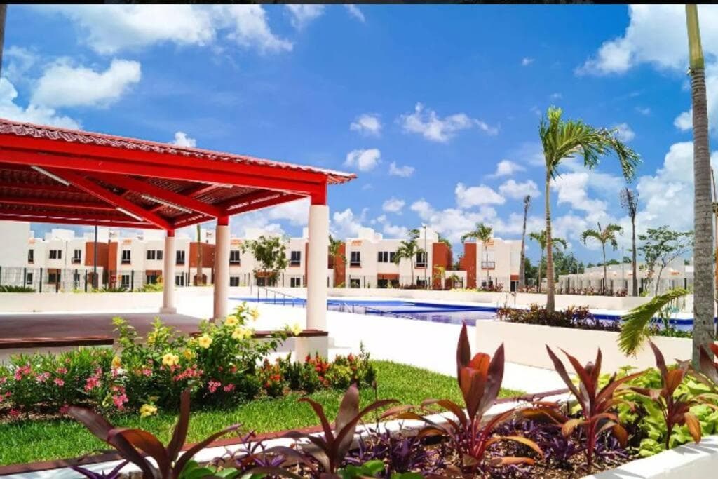 Family accommodation with pool and water park