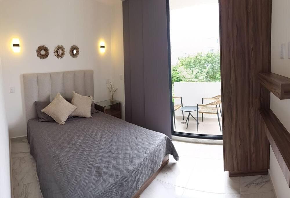 Depto Moderno 1BR gimnasio sauna jacuzzi y piscina rooftop