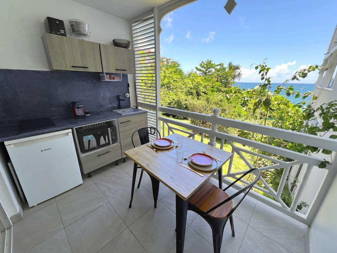 Studio Or au Diamant, vue mer des Caraïbes