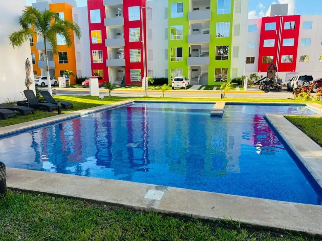 Cancún Cómodo Depto 2 Recámaras con Alberca