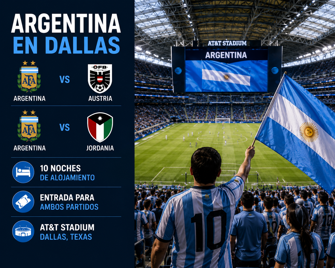 Argentina vs Austria + Argentina vs Jordania | Hotel Marriot Downtown - CATEGORÍA 2