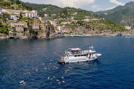 Amalfi Coast by boat with aperitif, lunch and sea breaks