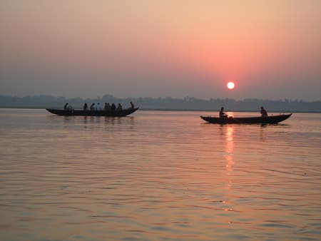 Sunrise boat ride on Ganges river followed by walk through the narrow alleys of Varanasi - Private