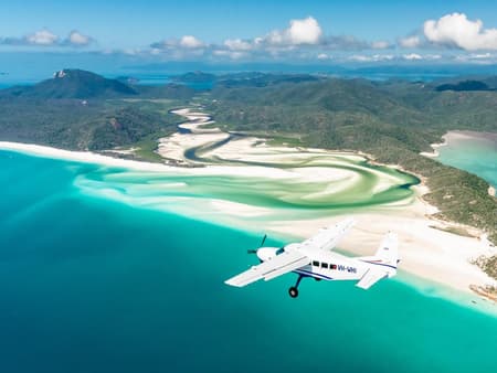60 Minuten Panoramaflug über Whitehaven Beach, Hill Inlet und Heart Reef 