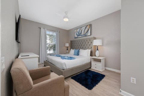 Apartment with an electric fireplace