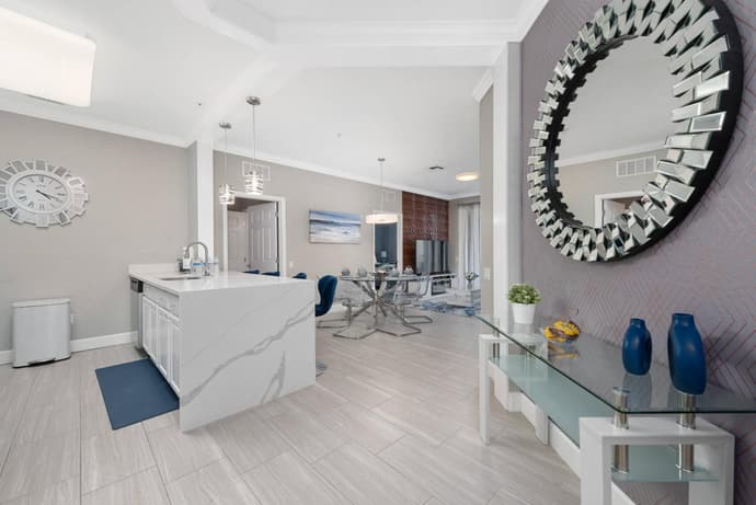 Apartment with an electric fireplace