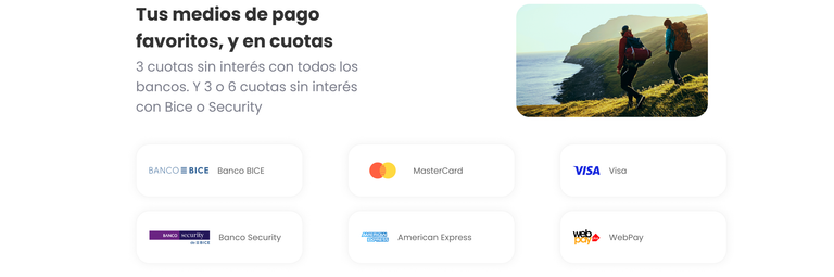Imagen - Tus medios de pago favoritos, y en cuotas: 3 cuotas sin interés con todos los bancos. Y 3 o 6 cuotas sin interés con Bice o Security