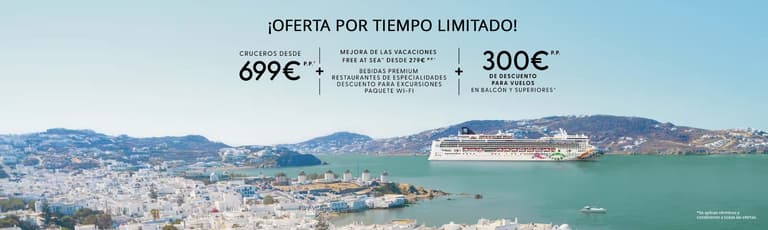 Imagen - Consigue un 50% de descuento para tu crucero NCL y hasta 300€ para los vuelos