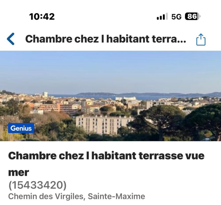 Chambre chez l habitant terrasse vue mer